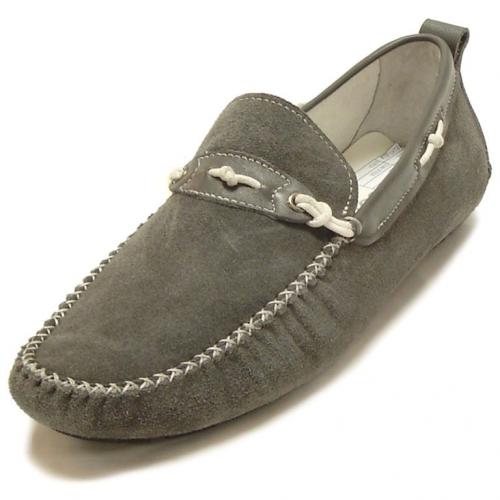 Encore By Fiesso Grey Genuine Suede Leather Loafer Shoes FI3073